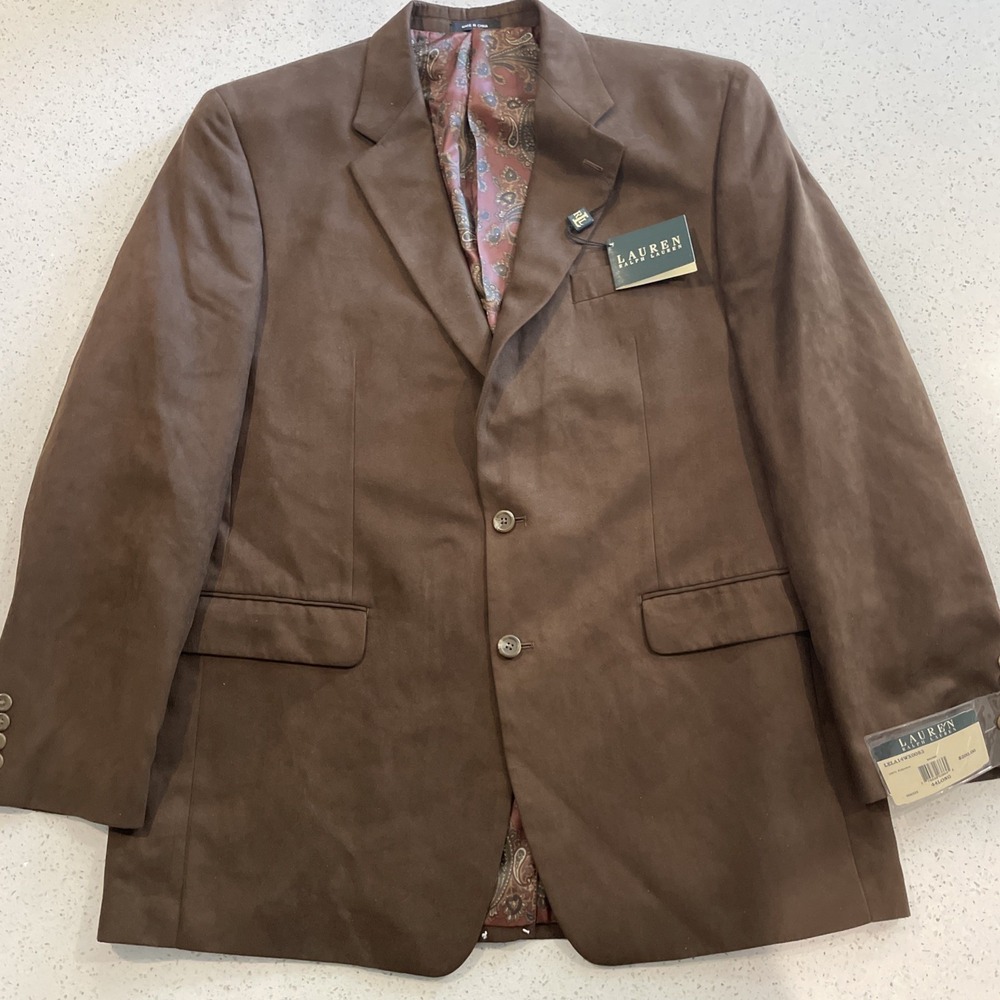 NWT RALPH LAUREN 44 LELA14WX0083 Brown 2 Buttons Sports Coat Jacket 44 LONG.